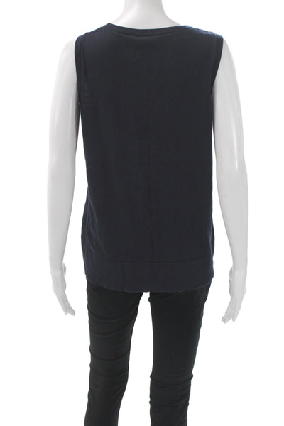 Lafayette 148 New York Women Black Viscose Scoop Neck Sleeveless Tank Size M