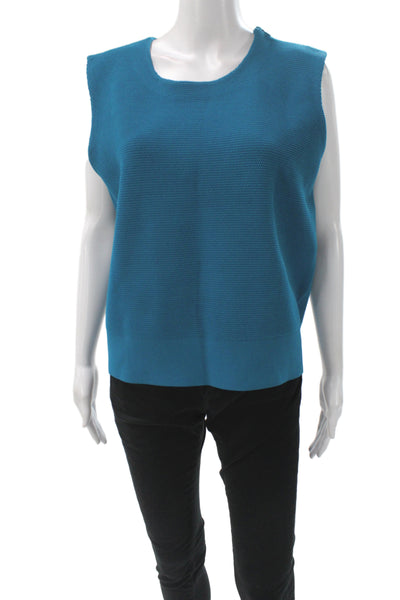 St. John Women Basic Blue Scoop Neck Sleeveless Tank Size XL