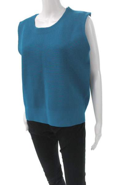 St. John Women Basic Blue Scoop Neck Sleeveless Tank Size XL