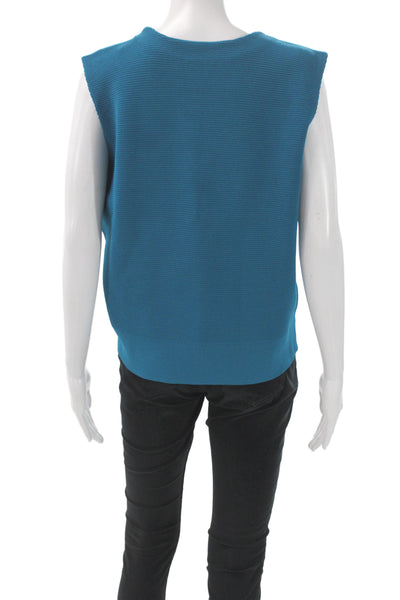 St. John Women Basic Blue Scoop Neck Sleeveless Tank Size XL