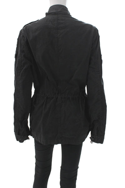 J Crew Womens Military Jacket Black Cotton Long Sleeve Size S