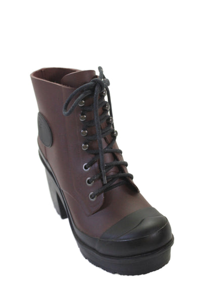 Hunter Womens Platform Waterproof Ankle Booties Brown Black Size 7