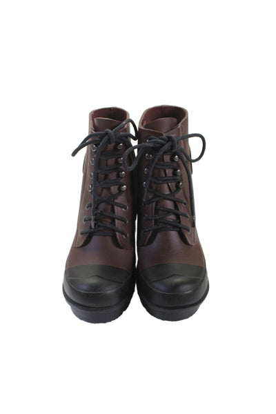 Hunter Womens Platform Waterproof Ankle Booties Brown Black Size 7