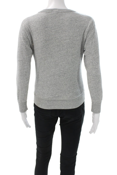 J Crew Womens Pullover Floral Crew Neck Long Sleeve Gray Sweater Size 2XS