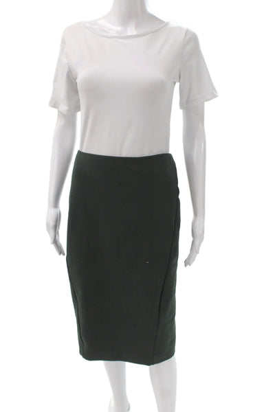Rag & Bone Womens Straight Pencil Check Knee Length Skirt Green Zip Size 2