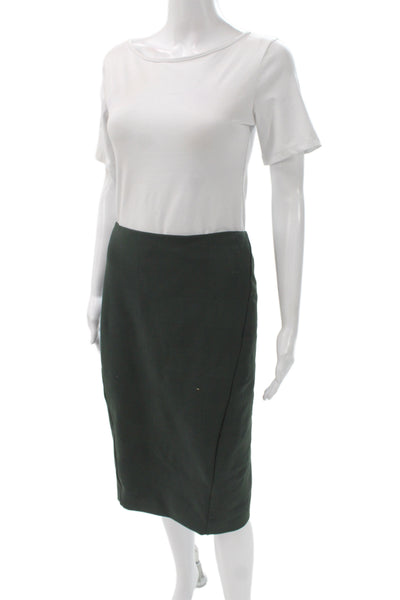 Rag & Bone Womens Straight Pencil Check Knee Length Skirt Green Zip Size 2