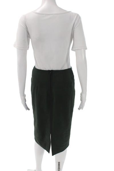 Rag & Bone Womens Straight Pencil Check Knee Length Skirt Green Zip Size 2