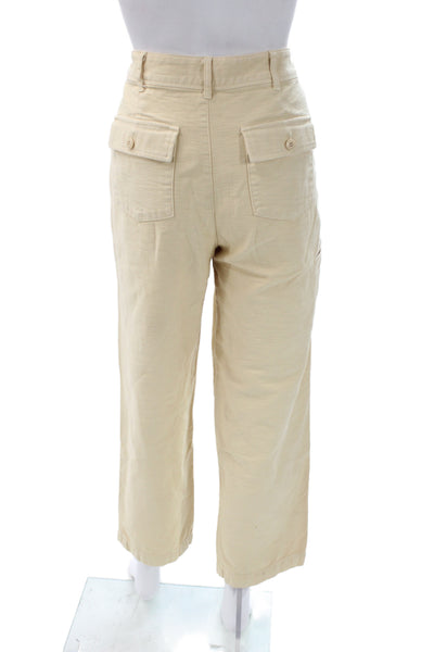 J Crew Womens Chino Pants Beige 100% Cotton Button Closure Size 2