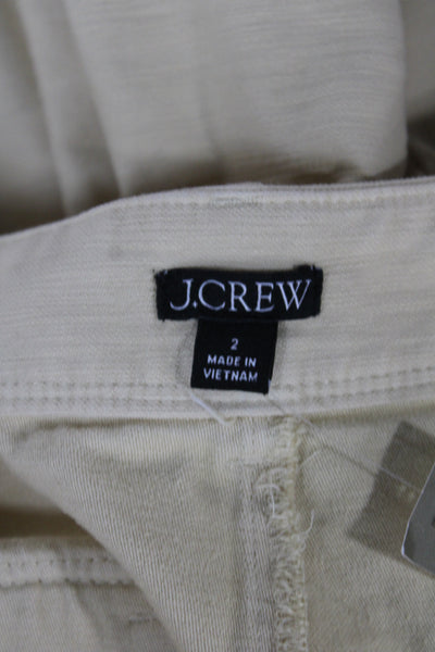 J Crew Womens Chino Pants Beige 100% Cotton Button Closure Size 2