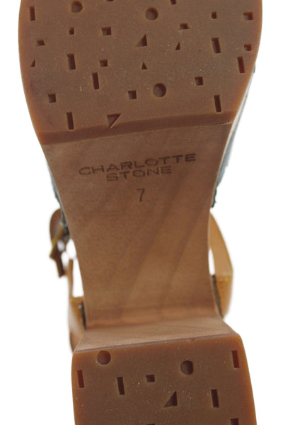 Charlotte Stone Womens Leather Maud Slingbacks Pumps Green Brown Size 7