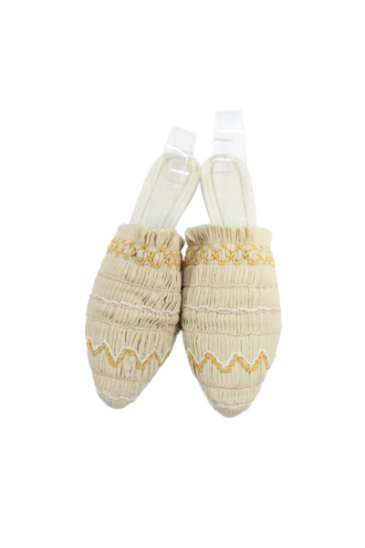 Cris Barros Womens Pointed Toe Slide On Mules Flats White Size 37 7
