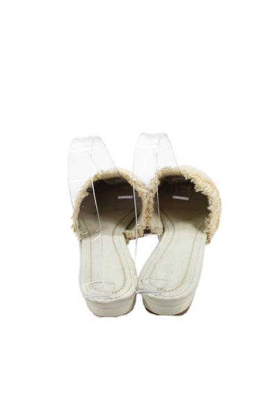 Cris Barros Womens Pointed Toe Slide On Mules Flats White Size 37 7