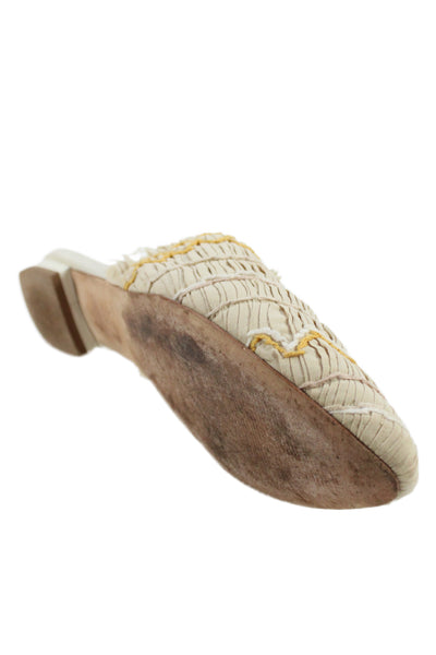 Cris Barros Womens Pointed Toe Slide On Mules Flats White Size 37 7