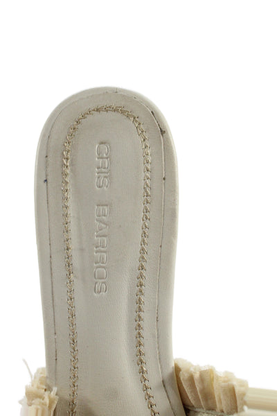 Cris Barros Womens Pointed Toe Slide On Mules Flats White Size 37 7