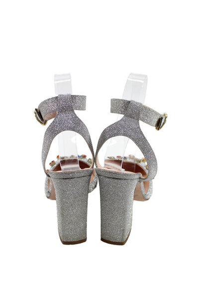 J Crew Womens Jeweled Slingbacks Pumps Silver Metallic Size 7.5