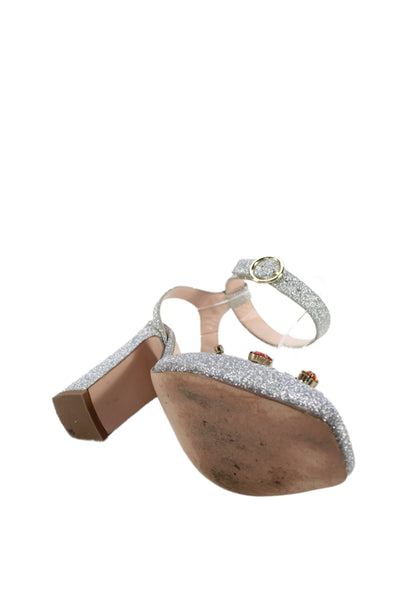 J Crew Womens Jeweled Slingbacks Pumps Silver Metallic Size 7.5