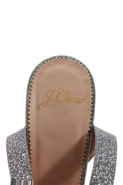 J Crew Womens Jeweled Slingbacks Pumps Silver Metallic Size 7.5