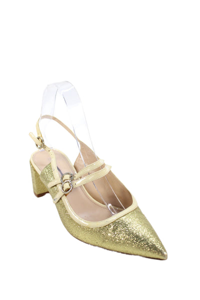J Crew Womens Pointed Toe Slingbacks Pumps Gold Metallic Size 7