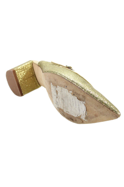 J Crew Womens Pointed Toe Slingbacks Pumps Gold Metallic Size 7