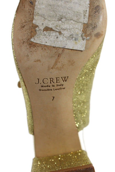 J Crew Womens Pointed Toe Slingbacks Pumps Gold Metallic Size 7