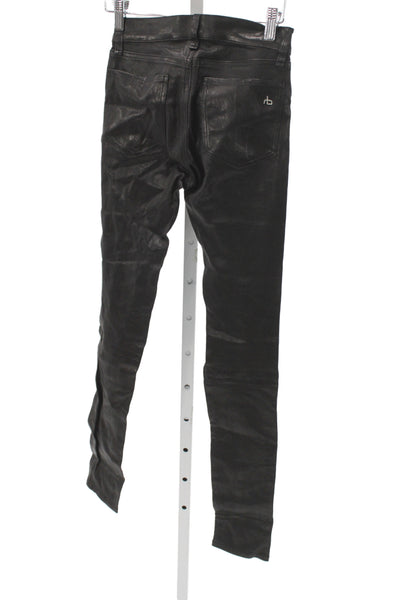 Rag & Bone Jean Womens Leather Jegging Biker High Rise Black Size 24