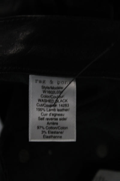 Rag & Bone Jean Womens Leather Jegging Biker High Rise Black Size 24