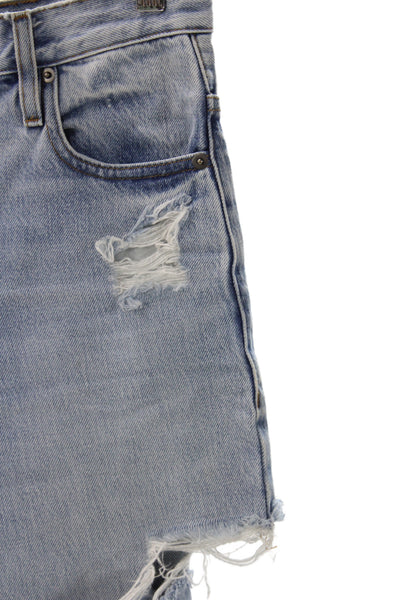Frame Womens Straight Jeans Blue Distressed High Rise Cotton Button Fly Size 24