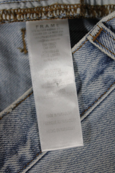 Frame Womens Straight Jeans Blue Distressed High Rise Cotton Button Fly Size 24