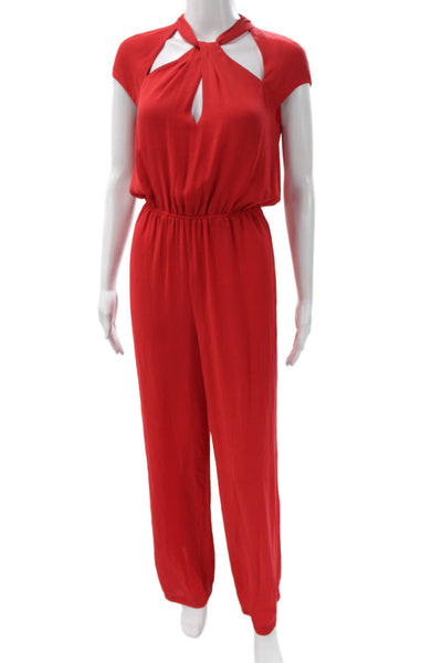 BCBGMAXAZRIA Womens Halter Cocktail Jumpsuit Red Polyester Size 2XS