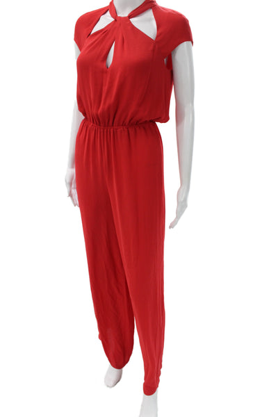 BCBGMAXAZRIA Womens Halter Cocktail Jumpsuit Red Polyester Size 2XS