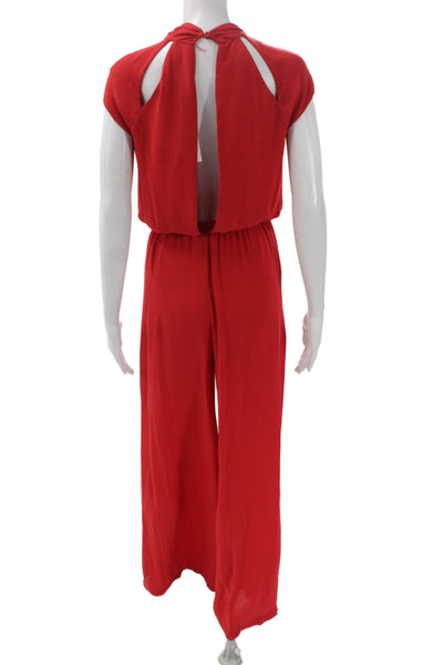 BCBGMAXAZRIA Womens Halter Cocktail Jumpsuit Red Polyester Size 2XS