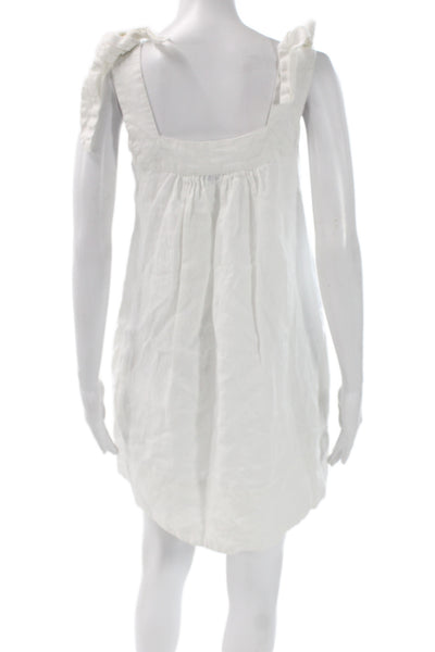Lake Womens Mini Linen Square Neck Sleeveless White Dress Size 2XS