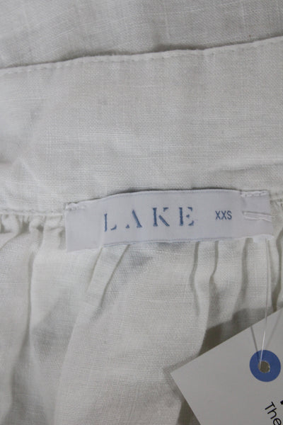 Lake Womens Mini Linen Square Neck Sleeveless White Dress Size 2XS