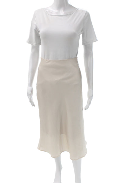Designer Womens Beige Straight Pencil Skirt Long 100% Polyester Size M