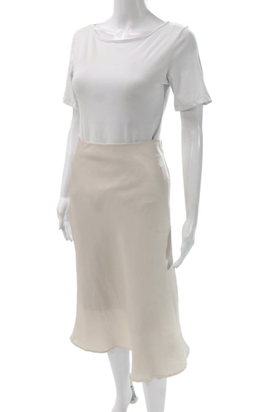 Designer Womens Beige Straight Pencil Skirt Long 100% Polyester Size M
