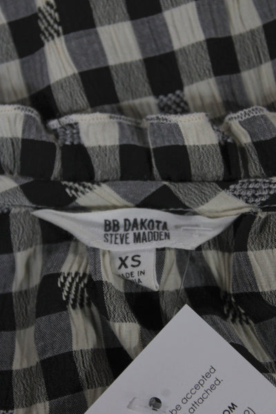 BB Dakota x Steve Madden Women Mini Gingham Black V-Neck Dress Size XS