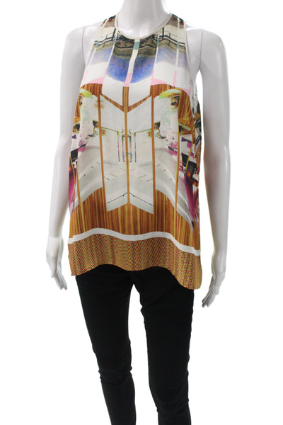Clover Canyon Women Silk Floral Camisole Multicolor Button Sleeveless Size M