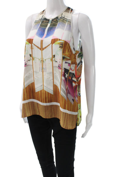 Clover Canyon Women Silk Floral Camisole Multicolor Button Sleeveless Size M