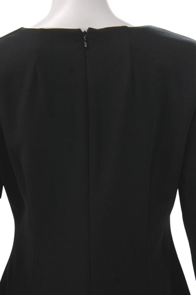 Calvin Klein Womens Sheath Dress Black V-Neck Long Sleeve Knee Length Size 10