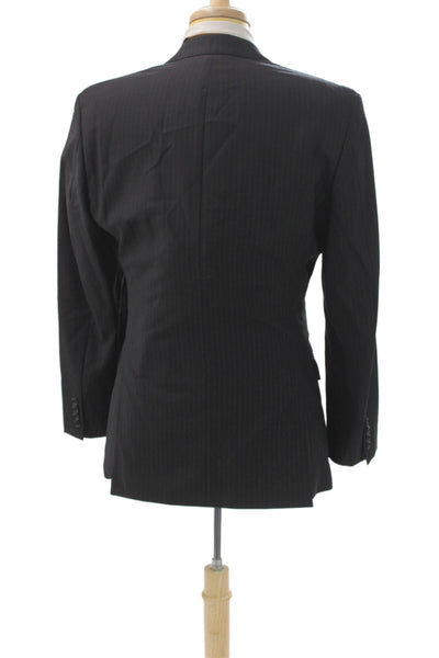 Calvin Klein Mens 2 Piece Striped Wool Suit Jacket Black Size 38