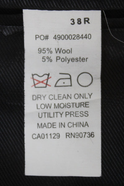 Calvin Klein Mens 2 Piece Striped Wool Suit Jacket Black Size 38