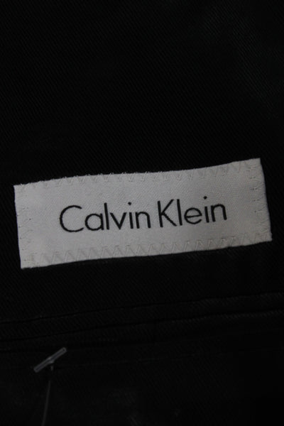 Calvin Klein Mens 2 Piece Striped Wool Suit Jacket Black Size 38