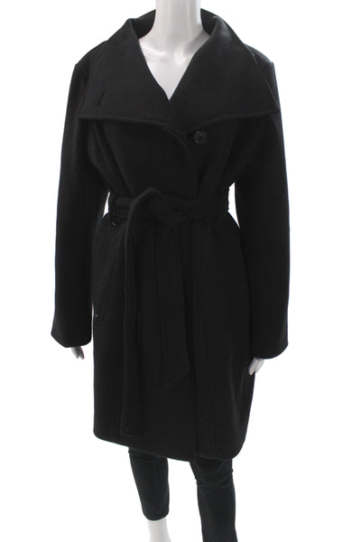Michael Michael Kors Women Overcoat Black Polyester Button Long Sleeve Size M