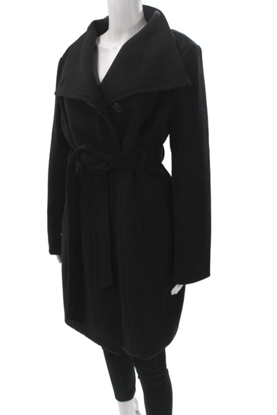 Michael Michael Kors Women Overcoat Black Polyester Button Long Sleeve Size M