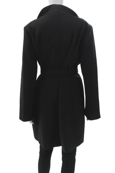 Michael Michael Kors Women Overcoat Black Polyester Button Long Sleeve Size M