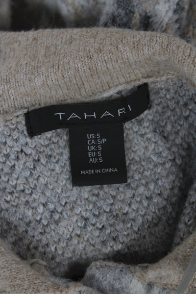 Tahari Women Basic Plaid Jacket Beige Button Long Sleeve Size S