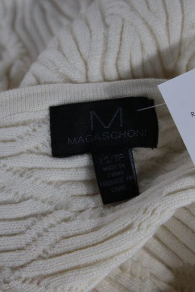 Magaschoni Womens Ivory Geometric Round Neck Pullover Long Sleeve Size XS