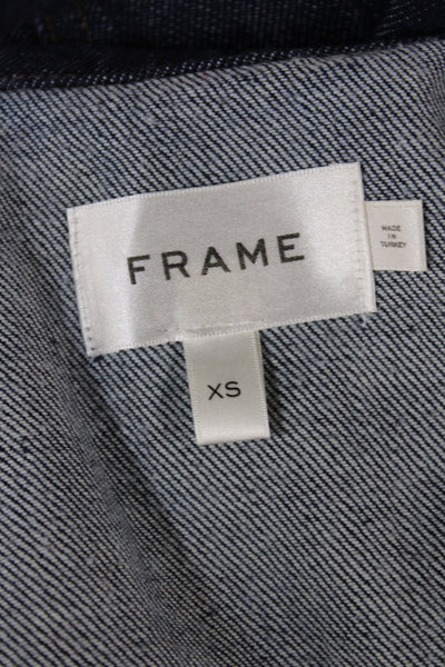 Frame Women Basic Collared Button-Up Blue Long Sleeve Cotton Western Size XS