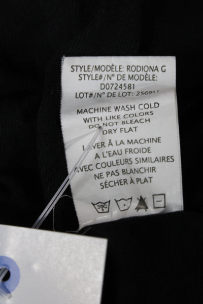 Theory Women Basic Black Cotton Crew Neck Short Sleeve T-Shirt Size 0P