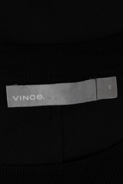 Vince Women Basic Silk Blouse Black Sleeveless Crew Neck Size XS